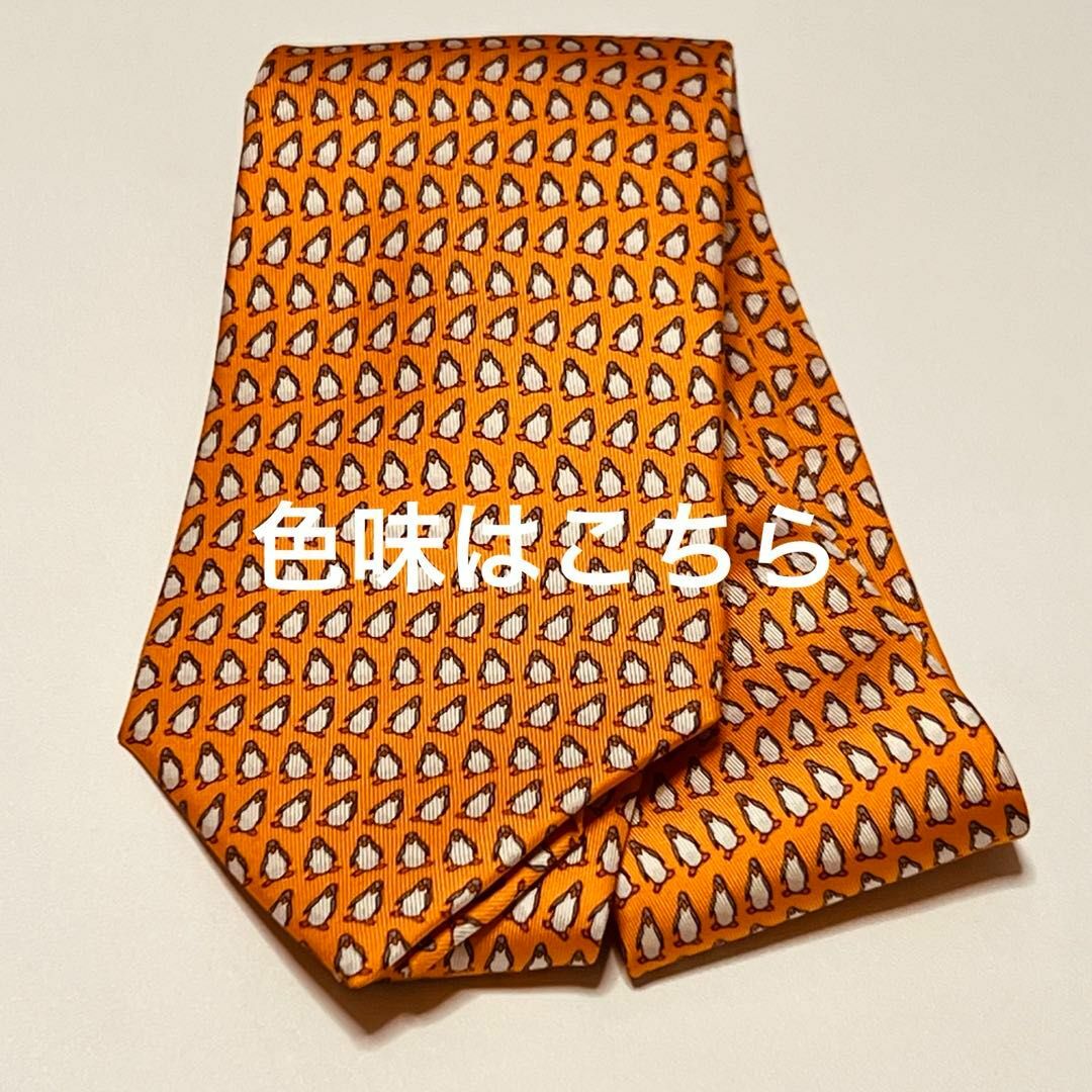 HERMES - HERMES ペンギン柄 オレンジ ネクタイ 044444の通販 by HERMES - HERMES ペンギン柄 オレンジ ネクタイ 044444の通販 by