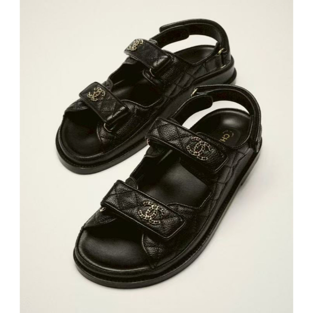 CHANEL - 新品未使用 シャネル フッドベットサンダル キャビア CHANEL - 新品未使用 シャネル フッドベットサンダル キャビア