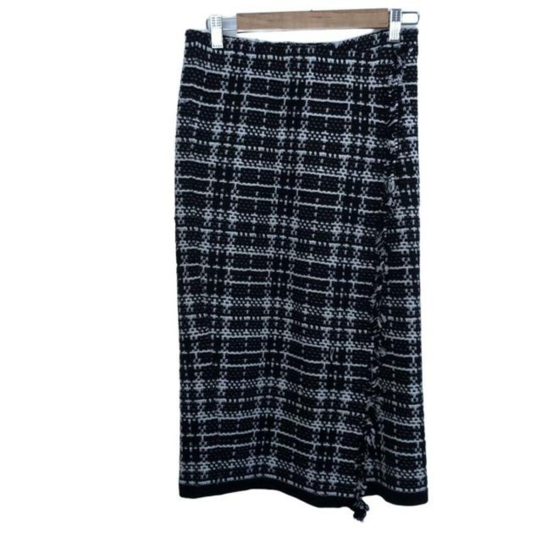 JENNE(ジェンヌ) ロングスカート サイズL レディース - 黒×白 ニット