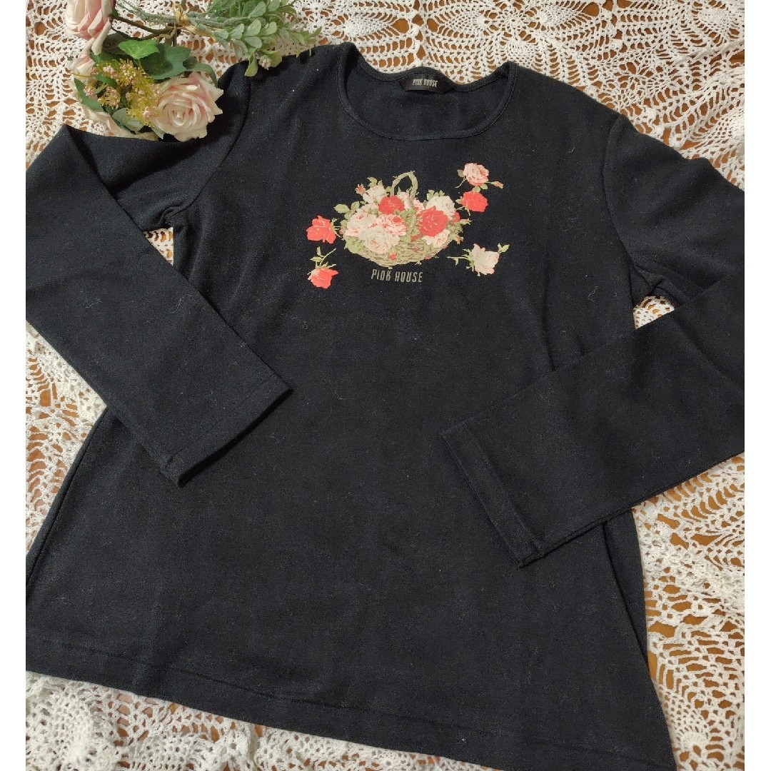 PINK HOUSE - ピンクハウス 花籠柄 Tシャツ Lサイズの通販 by F PINK HOUSE - ピンクハウス 花籠柄 Tシャツ Lサイズの通販 by F