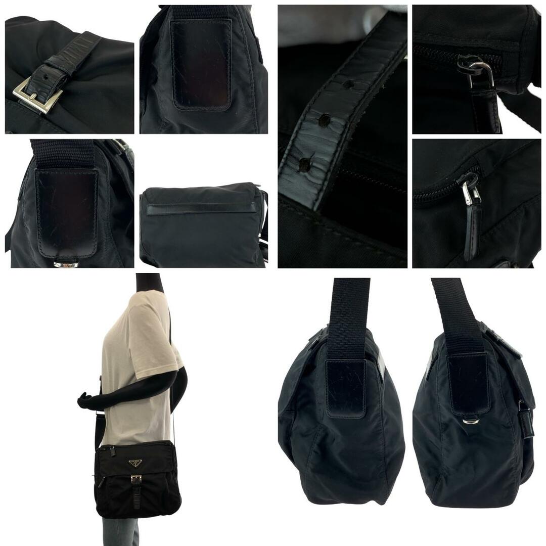 PRADA - 美品 PRADA プラダ テスート 三角ロゴプレート ブラック PRADA - 美品 PRADA プラダ テスート 三角ロゴプレート ブラック