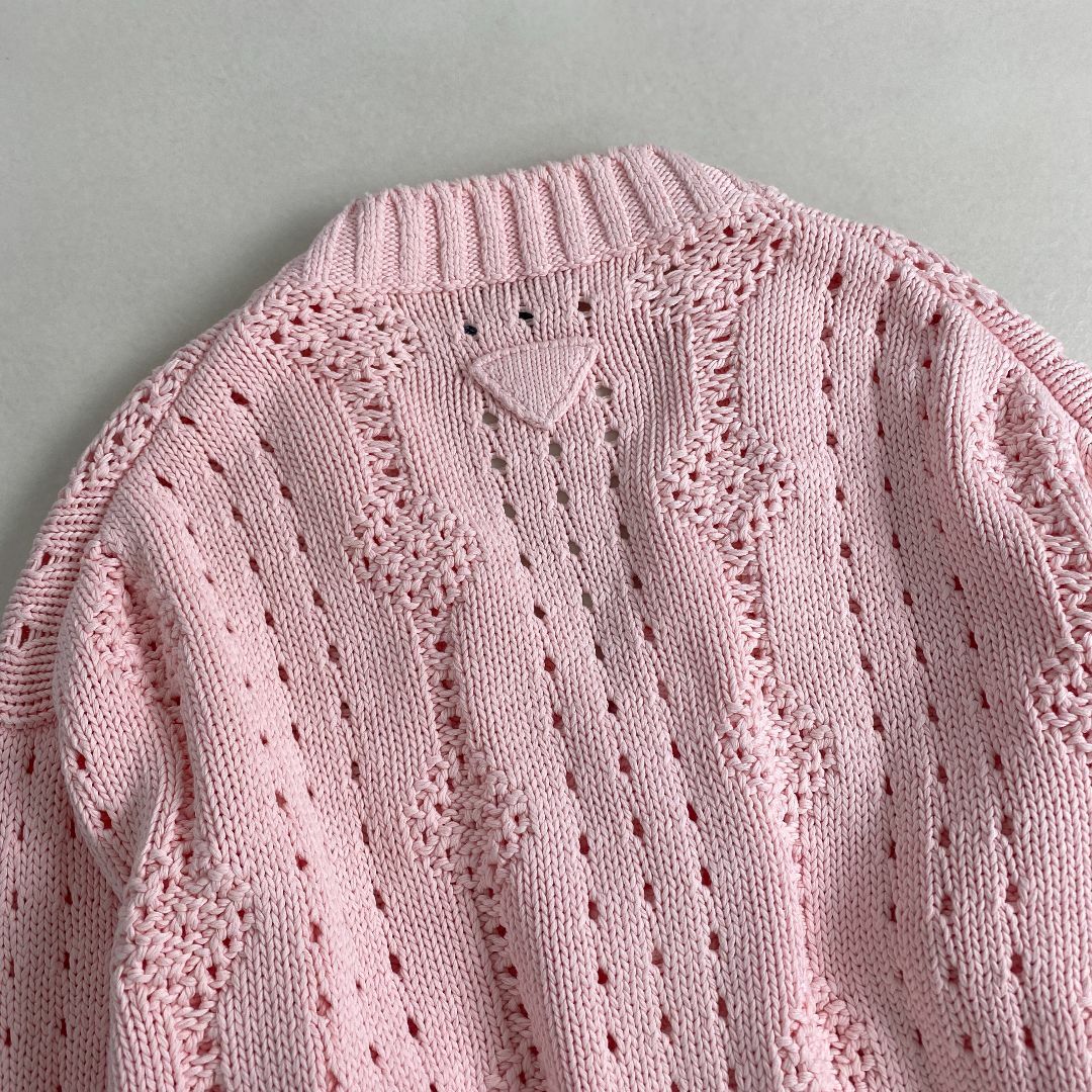 PRADA - 美品 プラダ カーディガン 三角プレート 22SS ピンク