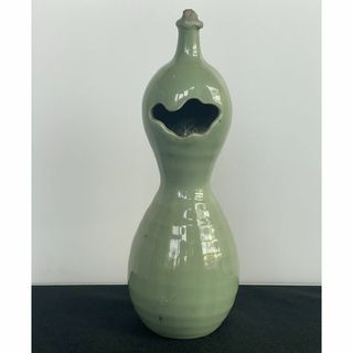 古 三田青磁 青磁 幕末 瓢箪 ひょうたん型 花入 花瓶 花器 花生 (陶芸)