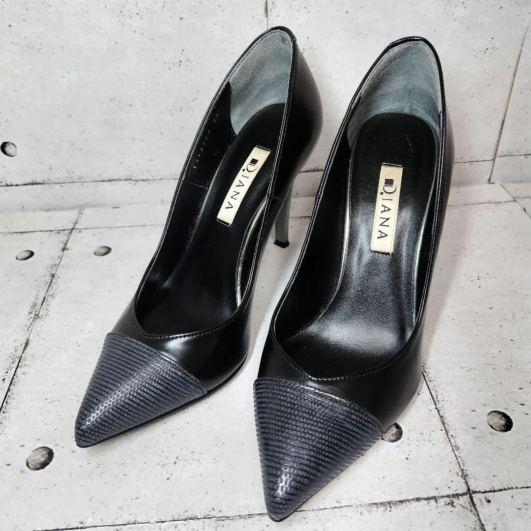 DIANA - 【美品】 ダイアナ DIANA 黒 レザー ポインテッドトゥ DIANA - 【美品】 ダイアナ DIANA 黒 レザー ポインテッドトゥ