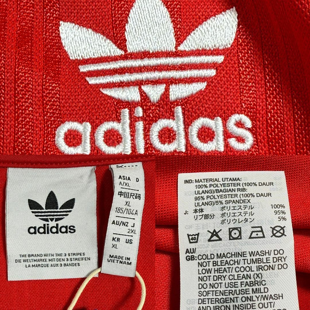 adidas - adidas レッド 長袖 カットソー Vネック トレフォイル adidas - adidas レッド 長袖 カットソー Vネック トレフォイル