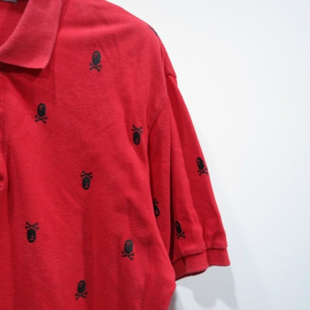 A BATHING APE - アベイシングエイプ 鹿の子ポロシャツ ロゴ柄 A BATHING APE - アベイシングエイプ 鹿の子ポロシャツ ロゴ柄