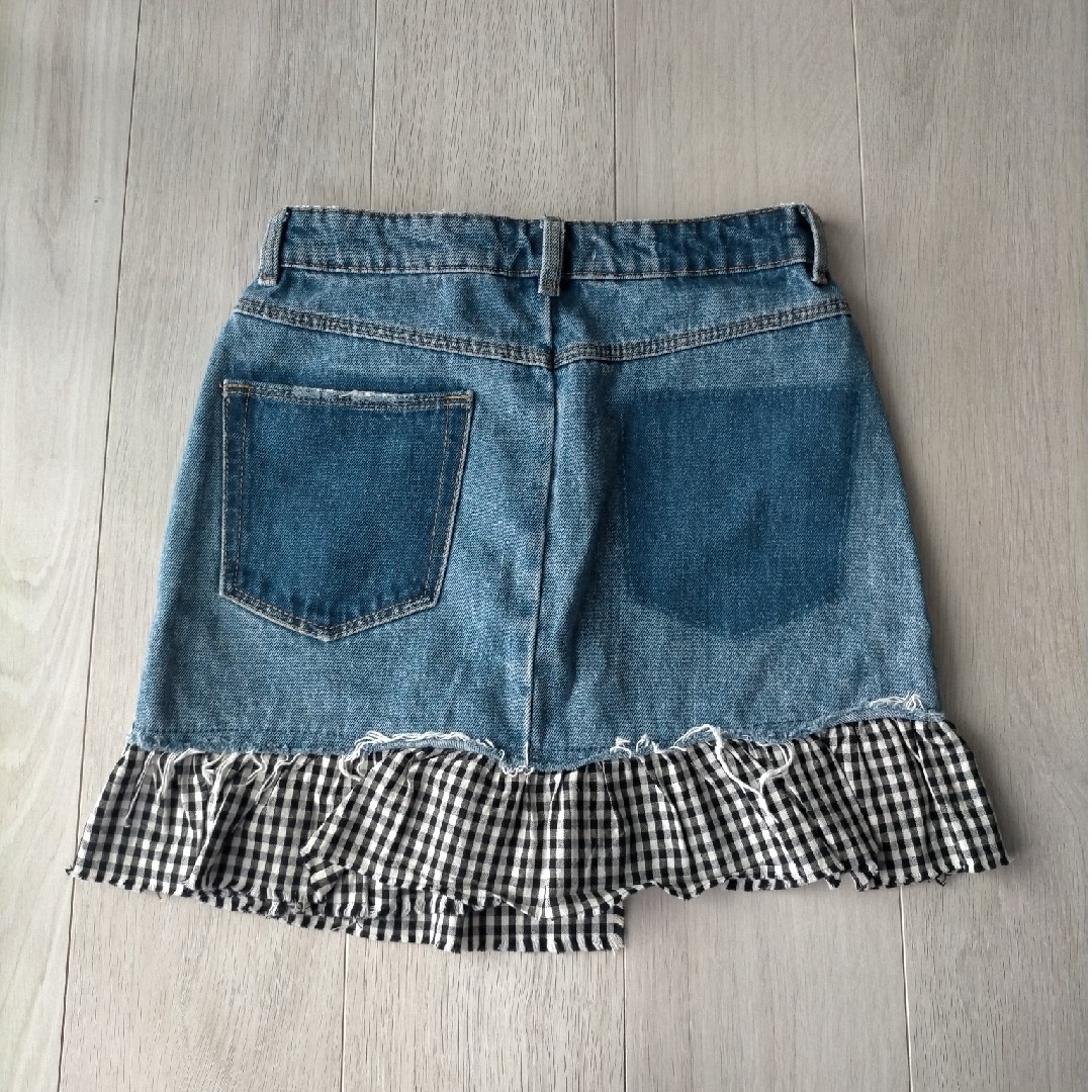 ZARA - ZARA TRF デニムミニスカート ギンガムチェック パッチ ZARA - ZARA TRF デニムミニスカート ギンガムチェック パッチ