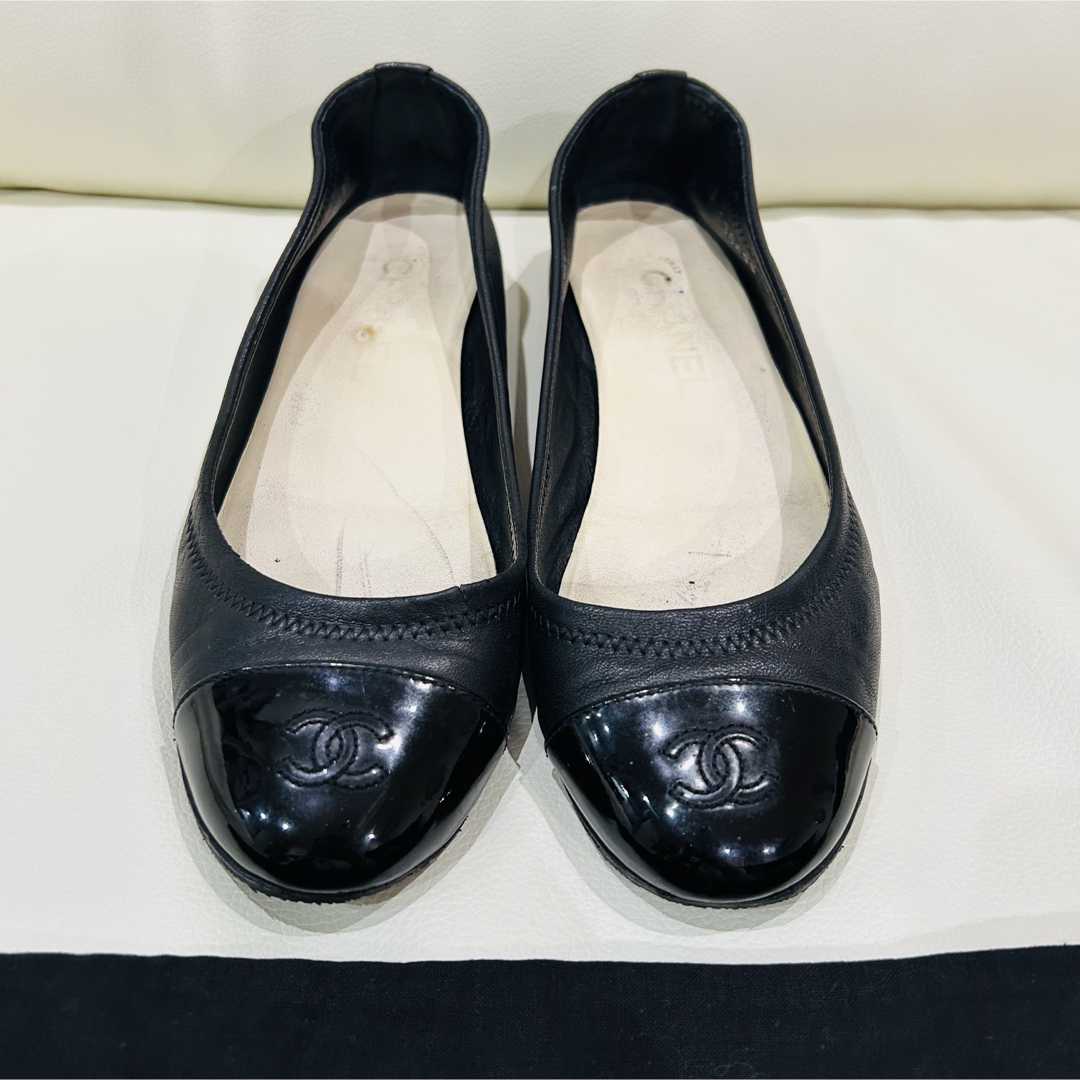 CHANEL - CHANEL バレエシューズ 黒 37.5 24cm バレリーナ CHANEL - CHANEL バレエシューズ 黒 37.5 24cm バレリーナ