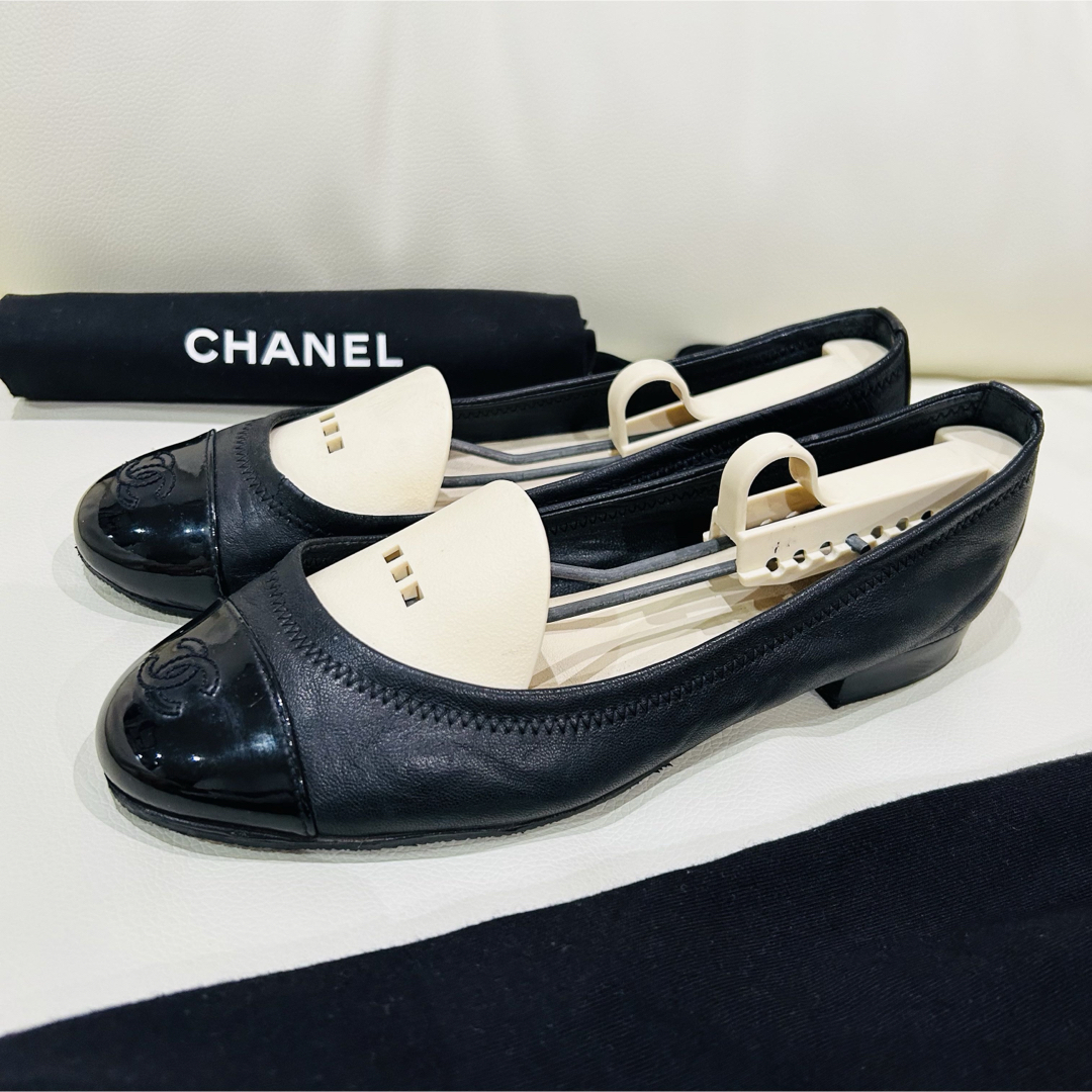 CHANEL - CHANEL バレエシューズ 黒 37.5 24cm バレリーナ CHANEL - CHANEL バレエシューズ 黒 37.5 24cm バレリーナ