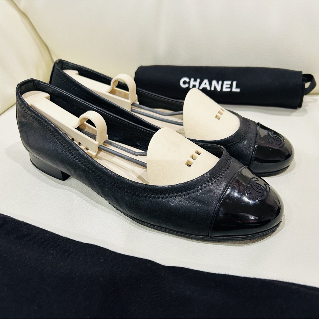 CHANEL - CHANEL バレエシューズ 黒 37.5 24cm バレリーナ CHANEL - CHANEL バレエシューズ 黒 37.5 24cm バレリーナ