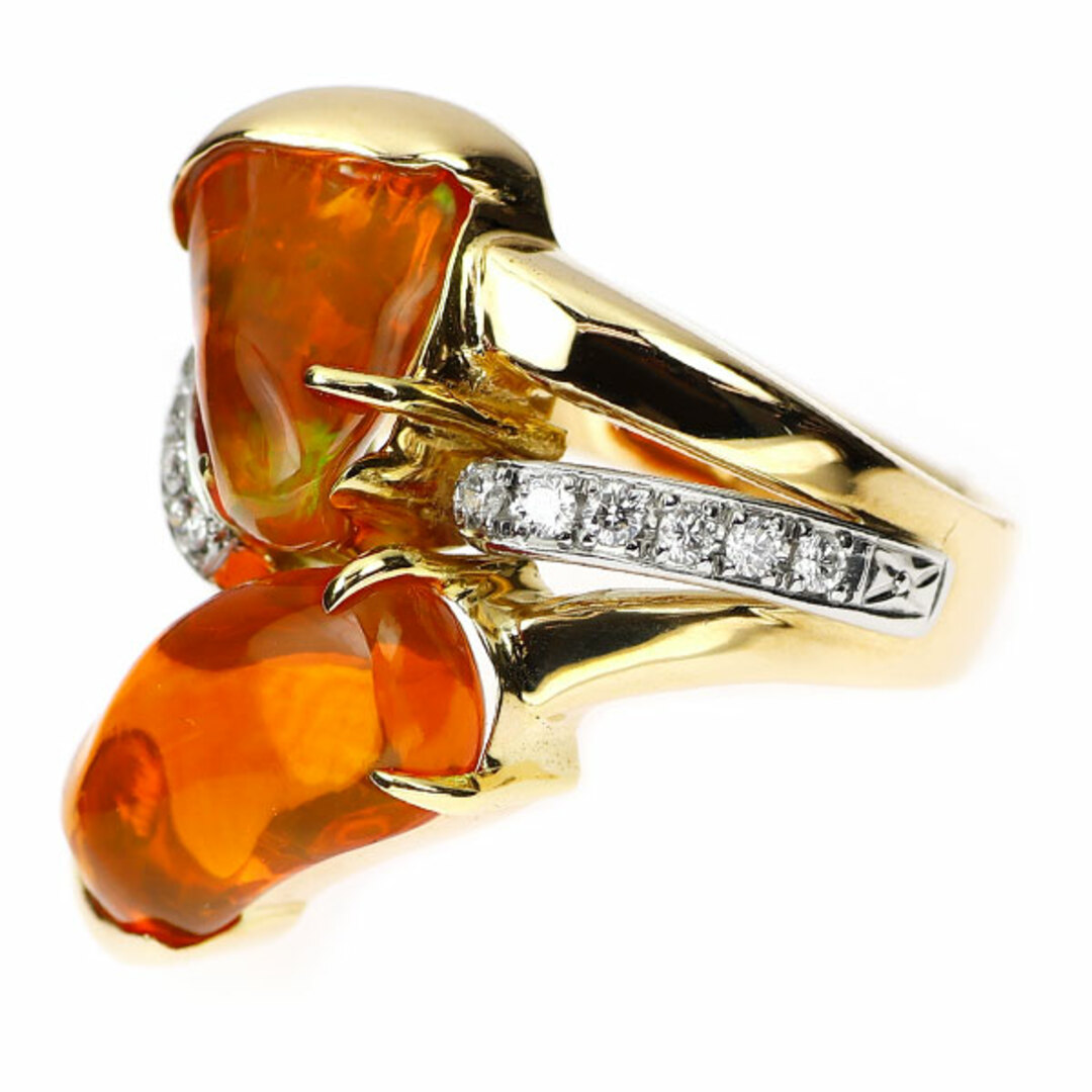 K18YG/Pt900 ファイアーオパール ダイヤモンド リング 6.67ct D0 K18YG/Pt900 ファイアーオパール ダイヤモンド リング 6.67ct D0