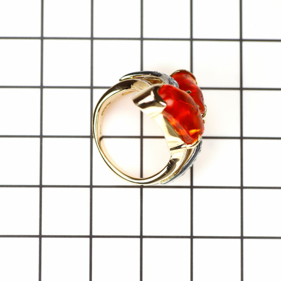 K18YG/Pt900 ファイアーオパール ダイヤモンド リング 6.67ct D0 K18YG/Pt900 ファイアーオパール ダイヤモンド リング 6.67ct D0