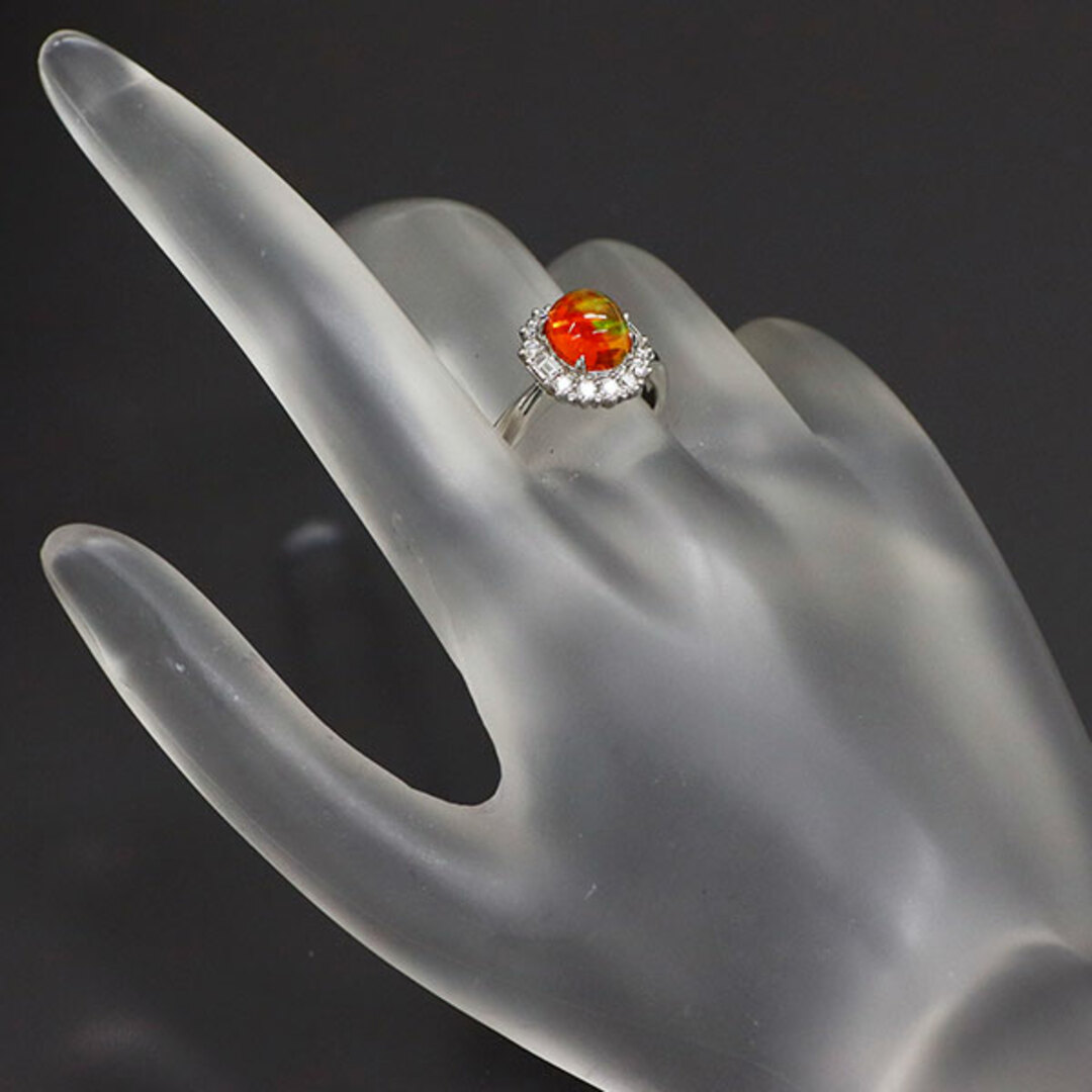 Pt900 ファイアーオパール ダイヤモンド リング 1.51ct D0.41ct Pt900 ファイアーオパール ダイヤモンド リング 1.51ct D0.41ct