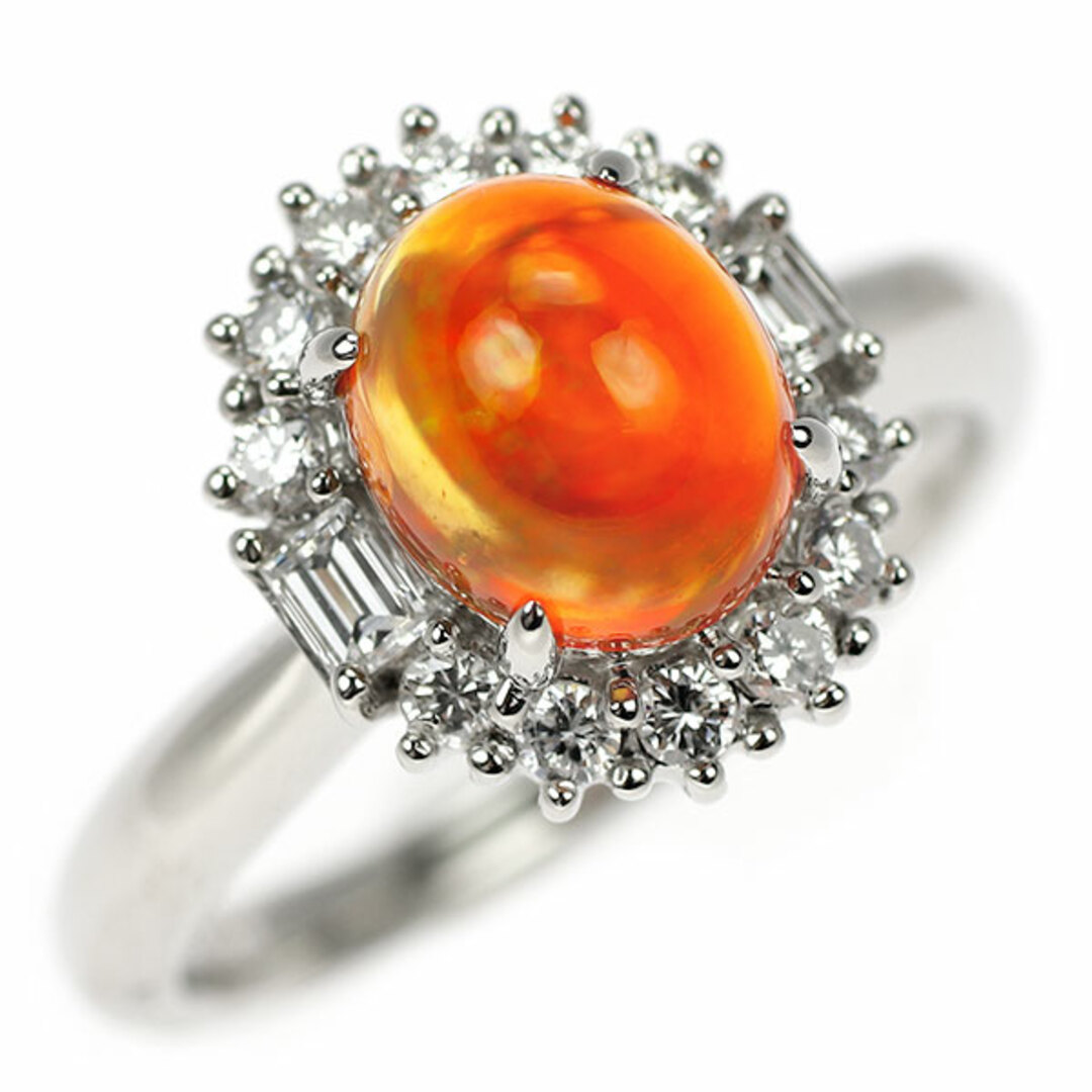 Pt900 ファイアーオパール ダイヤモンド リング 1.51ct D0.41ct Pt900 ファイアーオパール ダイヤモンド リング 1.51ct D0.41ct