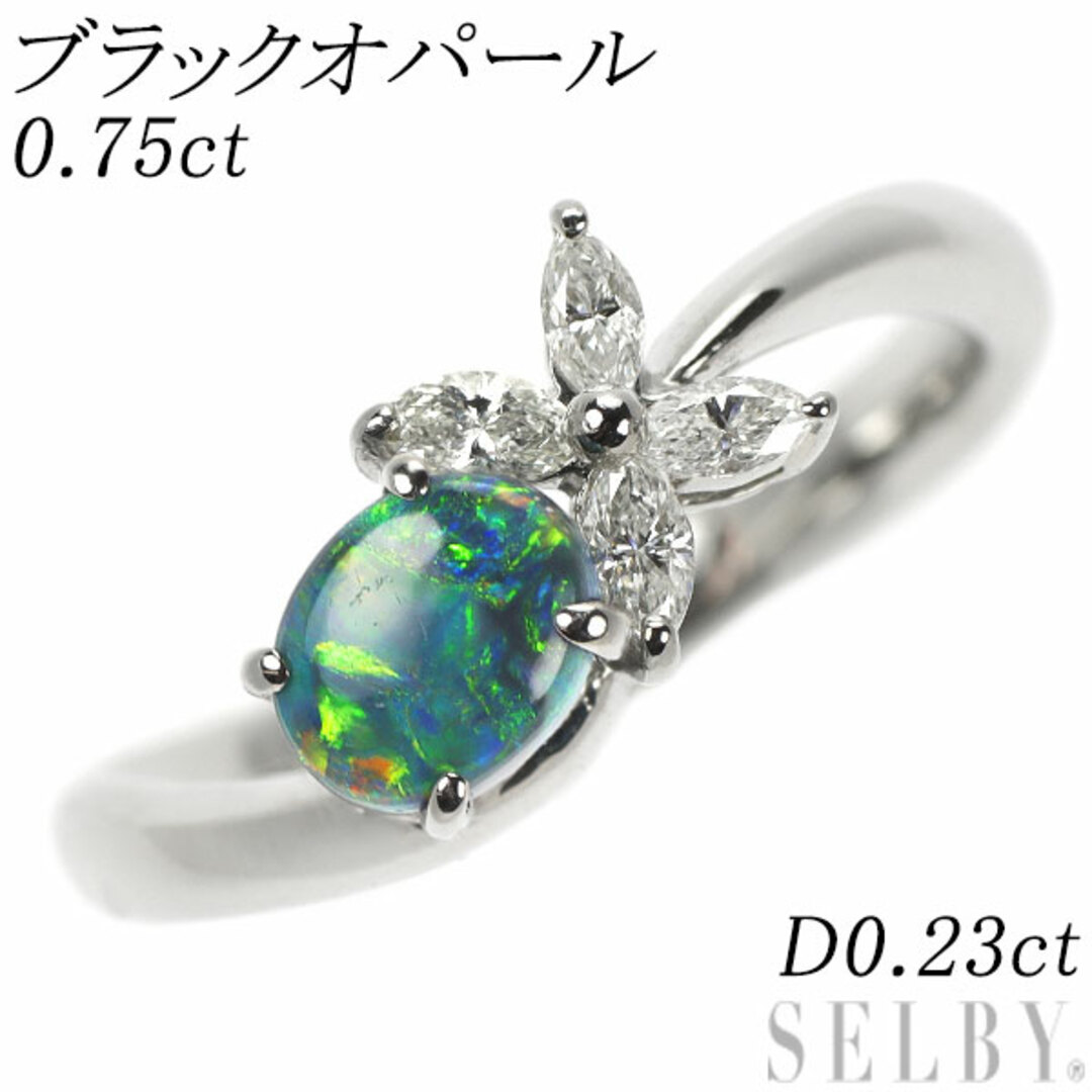 Pt900 ブラックオパール ダイヤモンド リング 0.75ct D0.23ctの Pt900 ブラックオパール ダイヤモンド リング 0.75ct D0.23ctの