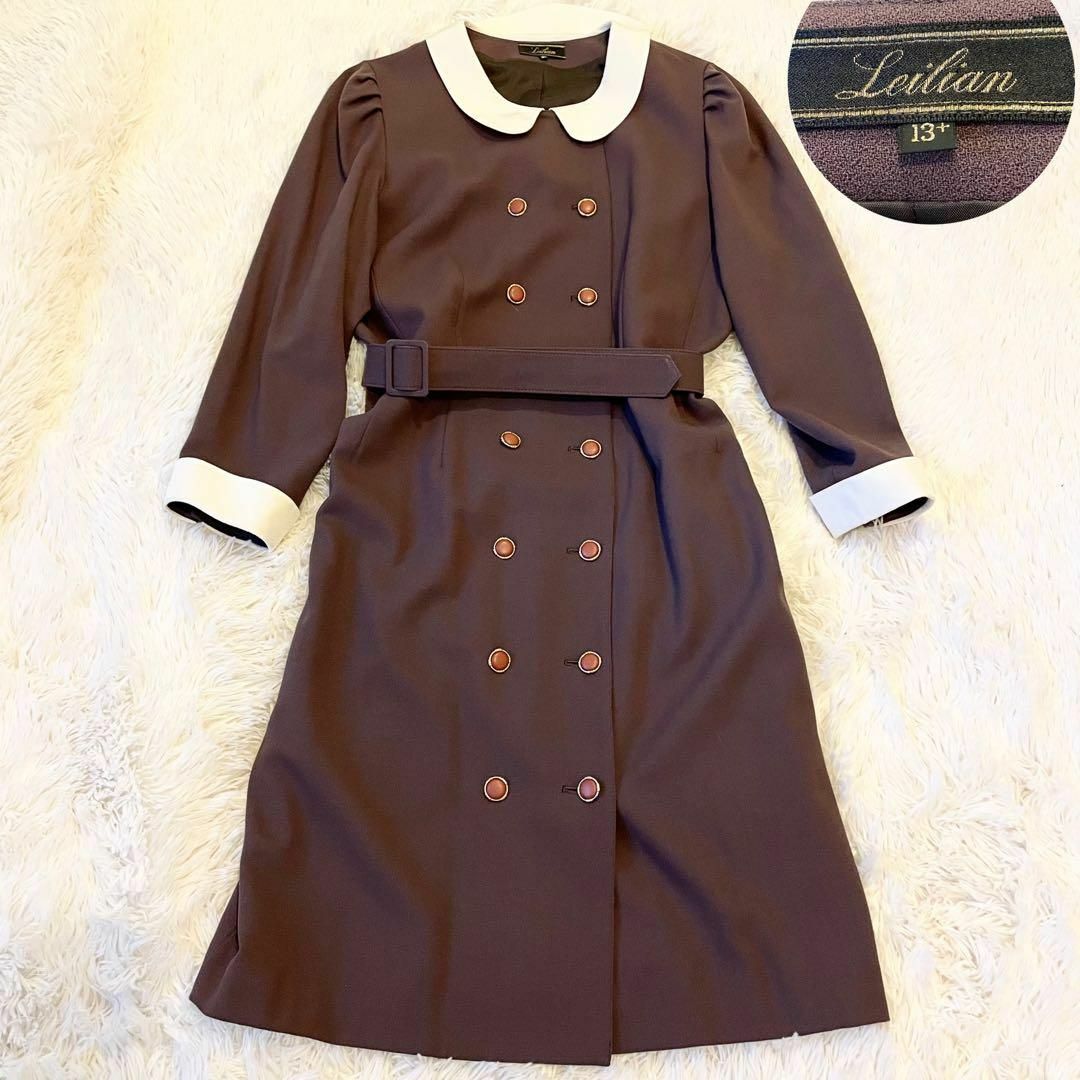leilian - 美品☆レリアン 長袖ワンピース 大きいサイズ XL 白襟 leilian - 美品☆レリアン 長袖ワンピース 大きいサイズ XL 白襟