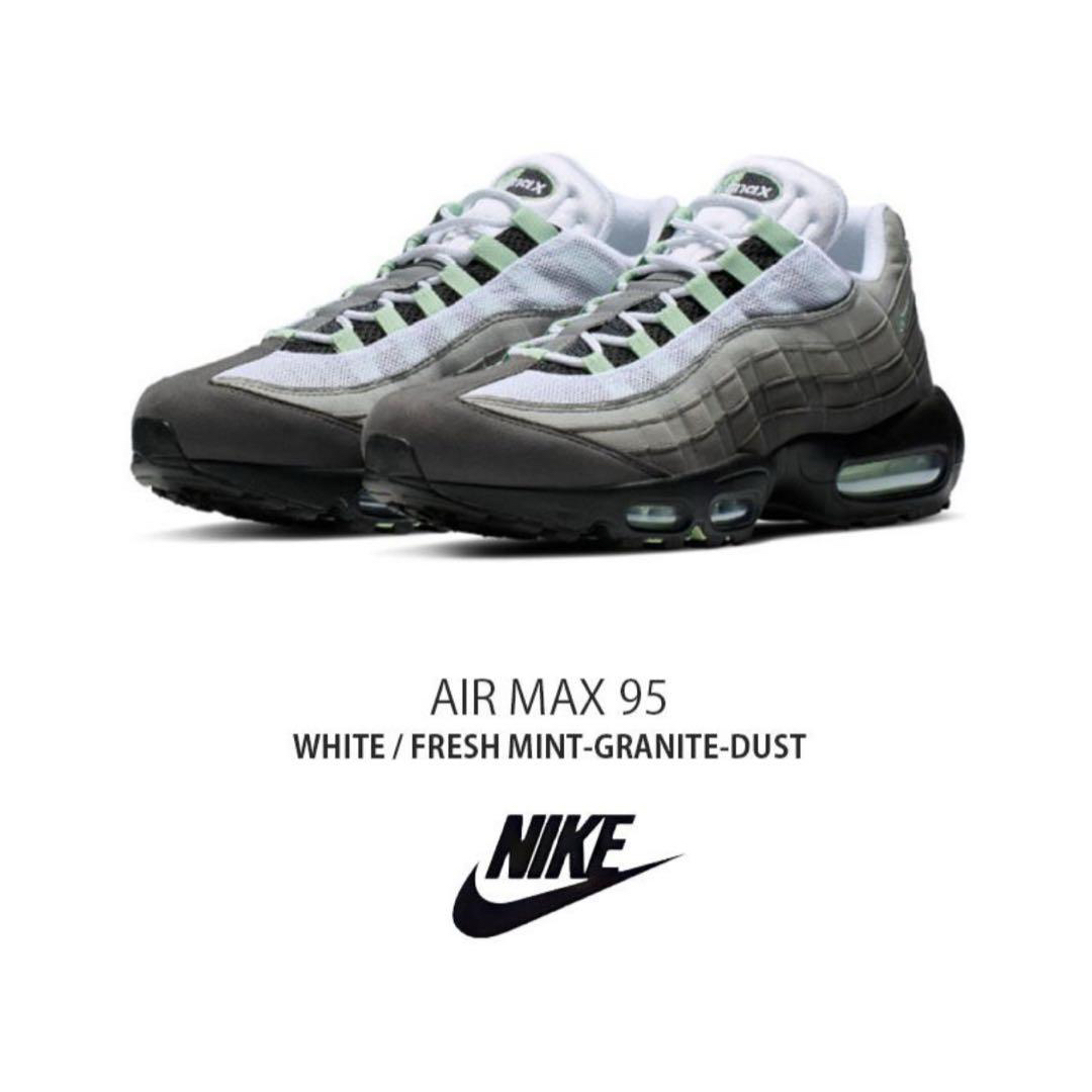 NIKE - Nike Air Max 95 ホワイト/フレッシュミント 26.5cmの NIKE - Nike Air Max 95 ホワイト/フレッシュミント 26.5cmの