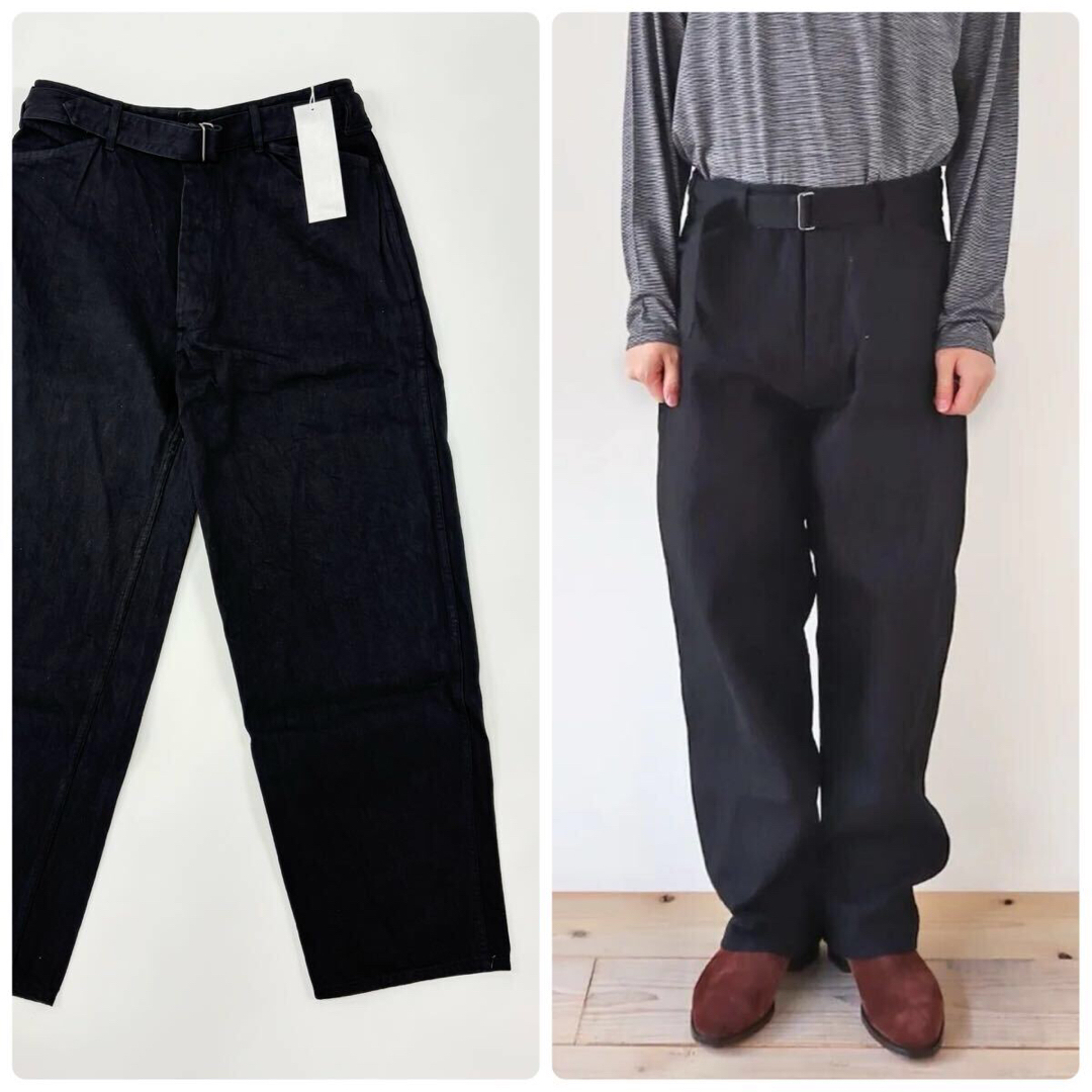 COMOLI - 25ss 新品 COMOLI デニム ベルテッド パンツ ブラック COMOLI - 25ss 新品 COMOLI デニム ベルテッド パンツ ブラック