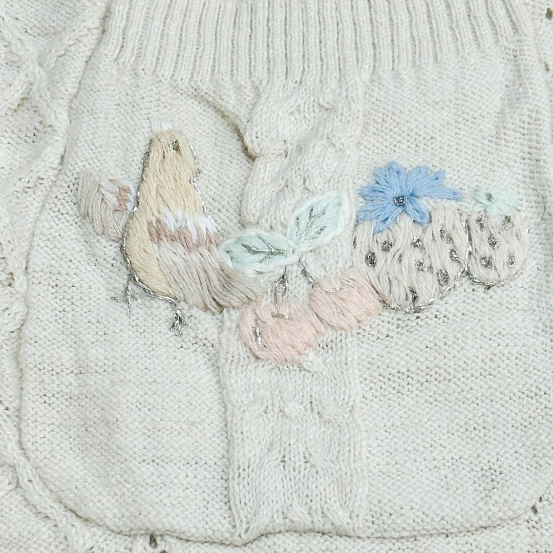 franche lippee - 【美品】フランシュリッペ 花動物刺繍 麻混 franche lippee - 【美品】フランシュリッペ 花動物刺繍 麻混