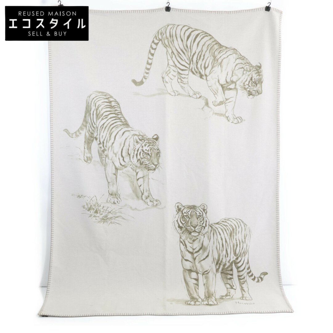 HERMES - エルメス 美品 カシミヤ100 タイガー ブランケットの HERMES - エルメス 美品 カシミヤ100 タイガー ブランケットの