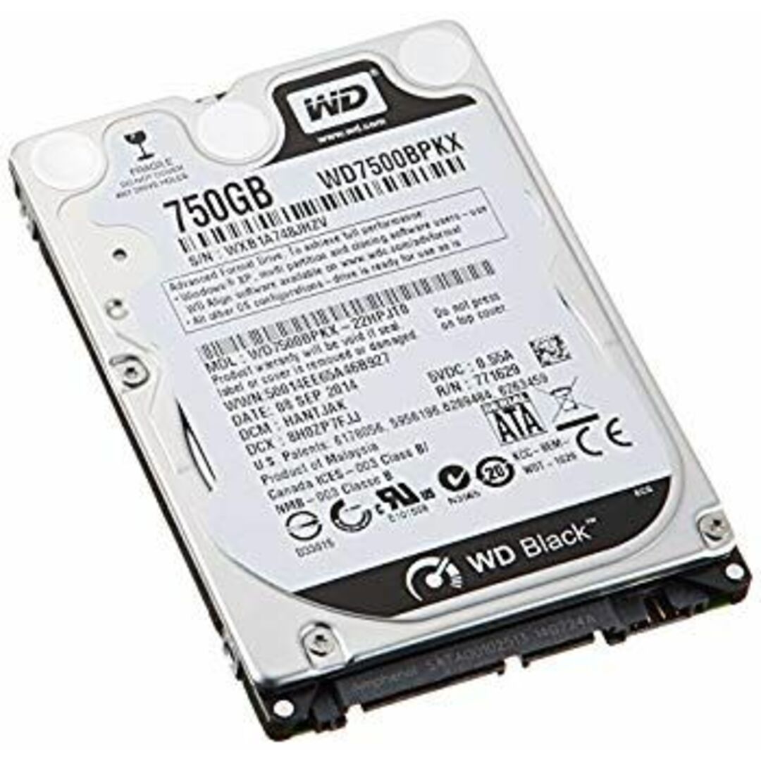 WD HDD 内蔵ハードディスク 2.5インチ 750GB WD Black WD7500BPKX SATA3.0 7200rpm 16MB 9.5mm 5年保証 rdzdsi3 スマホ/家電/カメラのPC/タブレット(PCパーツ)の商品写真