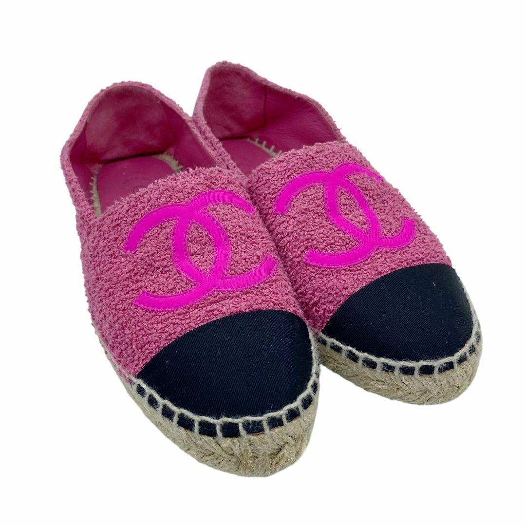 CHANEL - CHANEL　シャネル　エスパドリーユ　ココマーク　G29762　ツイード　ピンク ブラック　靴　シューズ　サイズ：35（約22.5cm） レディース　ファッション
