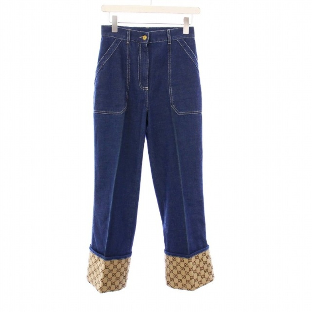 GUCCI - グッチ GGキャンバス折り返し デニムパンツ ジーンズ GUCCI - グッチ GGキャンバス折り返し デニムパンツ ジーンズ