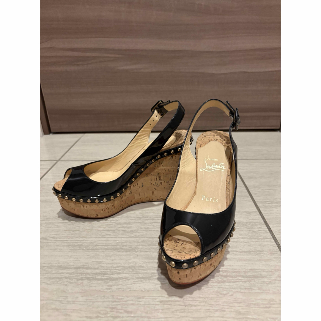 Christian Louboutin - ChristianLouboutin黒ウェッジサンダル36 Christian Louboutin - ChristianLouboutin黒ウェッジサンダル36