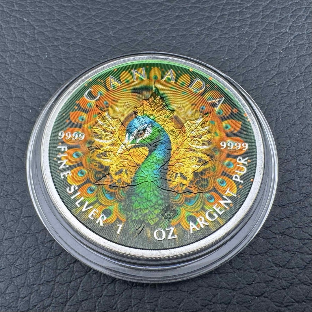 世界100枚限定!】 メイプルリーフ 銀貨 カラー 曼荼羅孔雀 1 世界100枚限定!】 メイプルリーフ 銀貨 カラー 曼荼羅孔雀 1