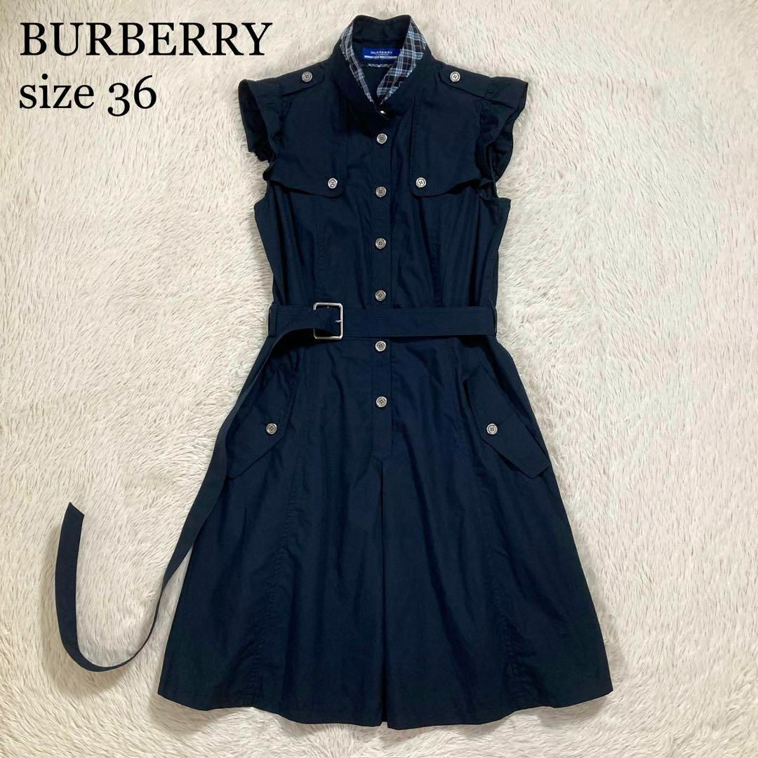 BURBERRY - 未使用に近い バーバリー フレア シャツワンピース BURBERRY - 未使用に近い バーバリー フレア シャツワンピース