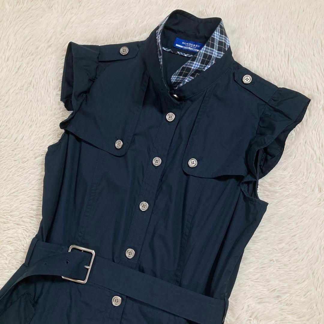 BURBERRY - 未使用に近い バーバリー フレア シャツワンピース BURBERRY - 未使用に近い バーバリー フレア シャツワンピース