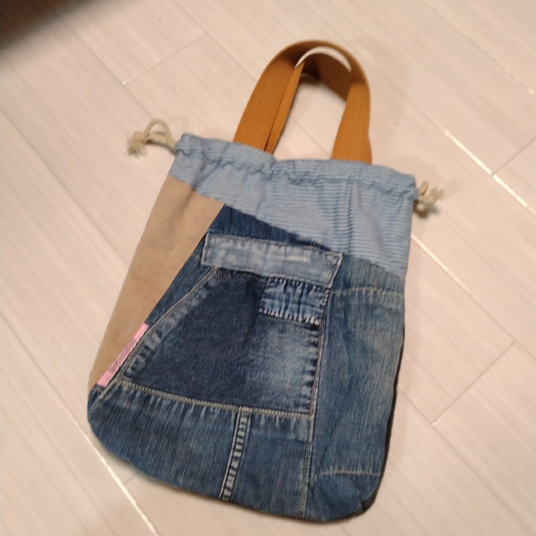 ハンドメイド☆デニムダンガリー ウニタ デニムリメイク 巾着 ハンドメイド☆デニムダンガリー ウニタ デニムリメイク 巾着