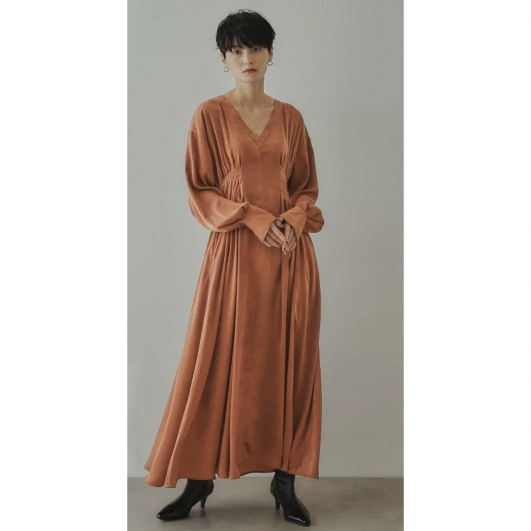 OPAQUE.CLIP - 美品！OPAQUE.CLIPウエストタックワンピース　テラコッタM