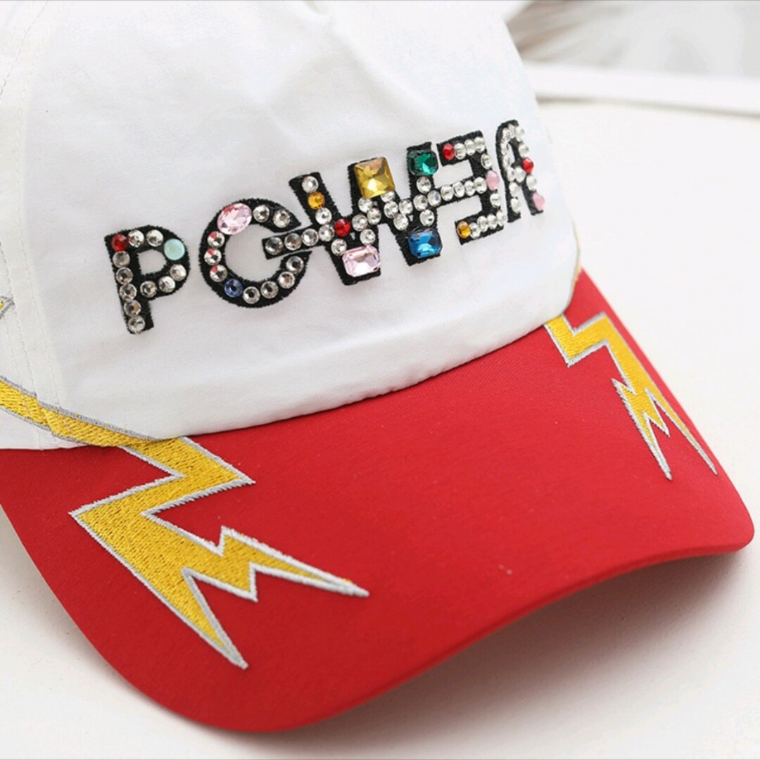 PEACEMINUSONE - ⚡️G-DRAGON POWER キャップ /赤白×稲妻 PEACEMINUSONE - ⚡️G-DRAGON POWER キャップ /赤白×稲妻