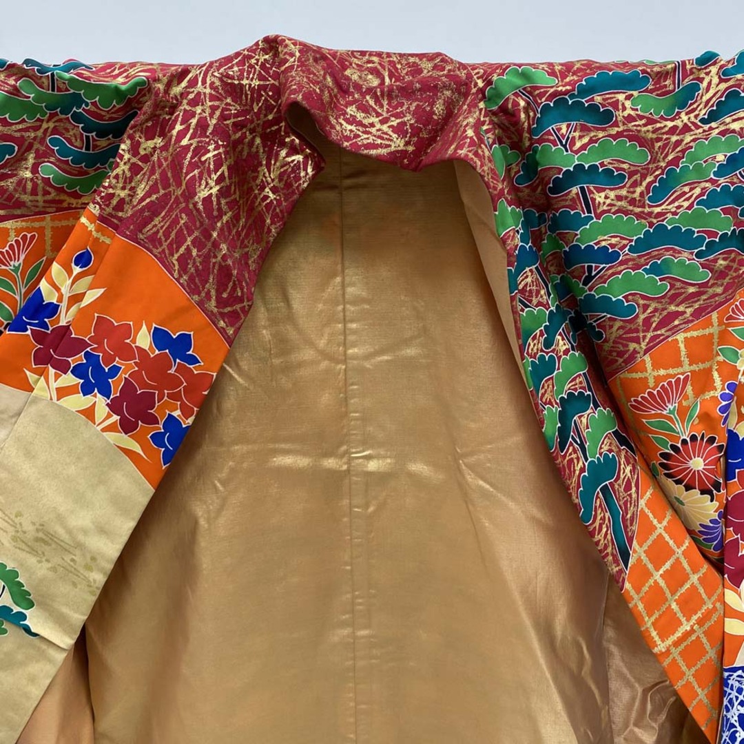 色打掛 正絹 鶴 刺繍 金 打掛 Lサイズ 裄67 花嫁衣裳 婚礼 色打掛 正絹 鶴 刺繍 金 打掛 Lサイズ 裄67 花嫁衣裳 婚礼