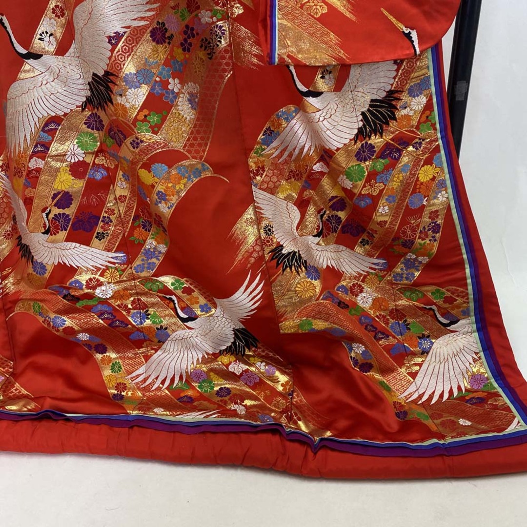 色打掛 正絹 鶴 刺繍 赤 打掛 Mサイズ 裄64.5 花嫁衣裳 婚礼 色打掛 正絹 鶴 刺繍 赤 打掛 Mサイズ 裄64.5 花嫁衣裳 婚礼