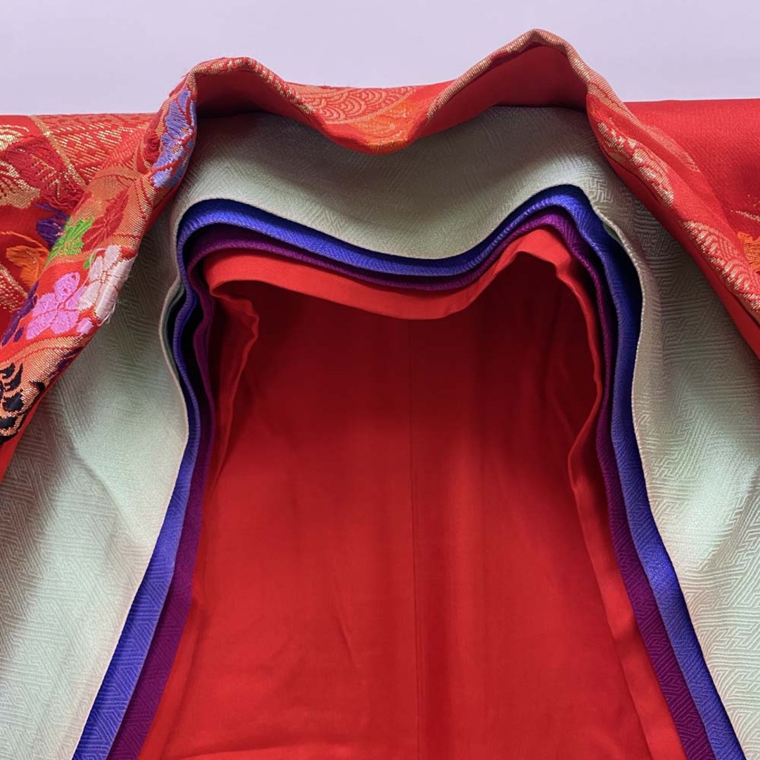 色打掛 正絹 鶴 刺繍 赤 打掛 Mサイズ 裄64.5 花嫁衣裳 婚礼 色打掛 正絹 鶴 刺繍 赤 打掛 Mサイズ 裄64.5 花嫁衣裳 婚礼