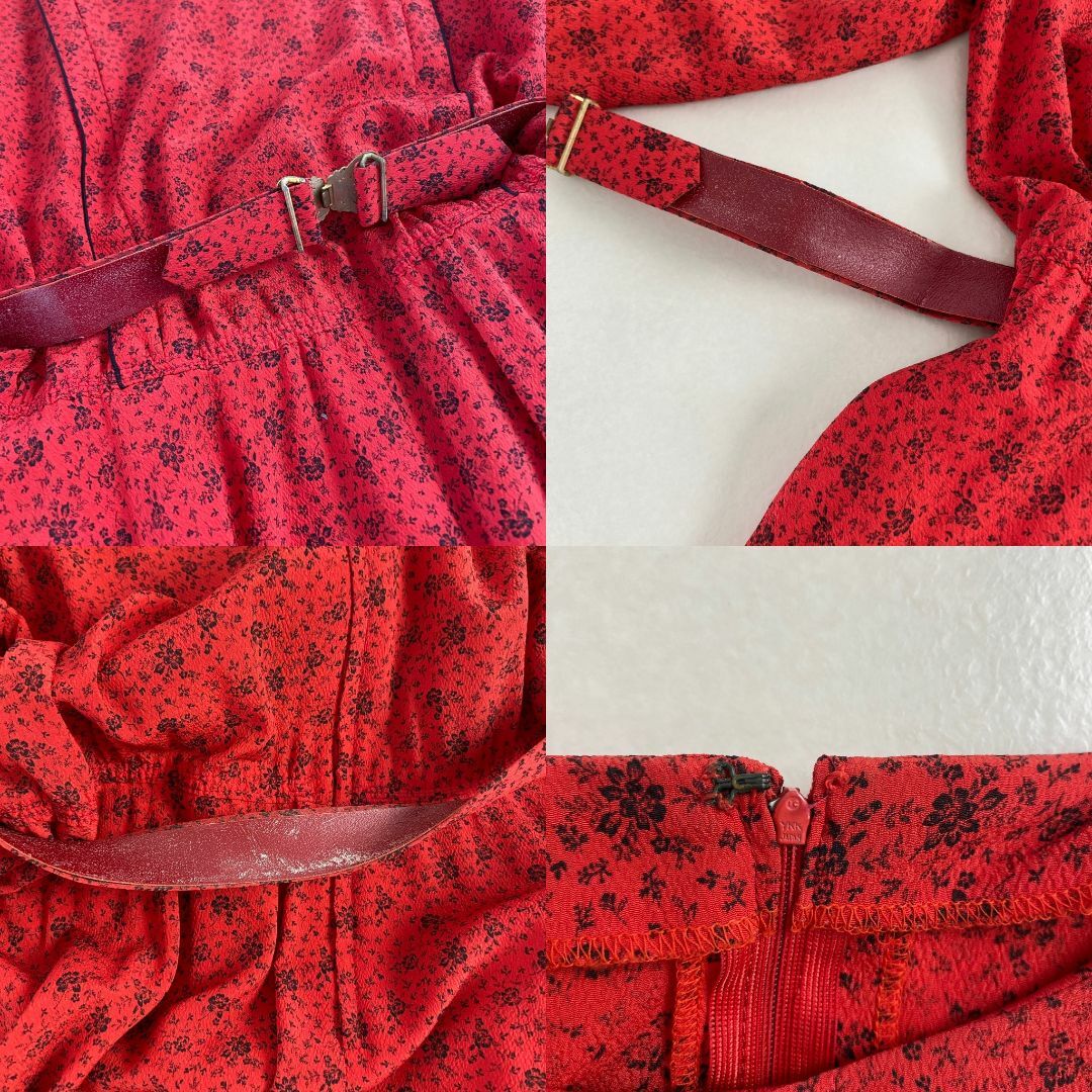 VINTAGE - ヴィンテージ ワンピース ロング丈 赤 柄 フリル レア VINTAGE - ヴィンテージ ワンピース ロング丈 赤 柄 フリル レア