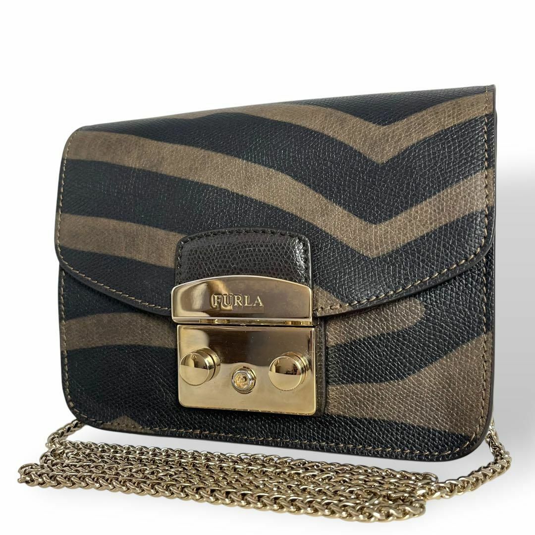 FURLA - フルラ メトロポリス ゼブラ柄 ショルダーバッグ レザー FURLA - フルラ メトロポリス ゼブラ柄 ショルダーバッグ レザー