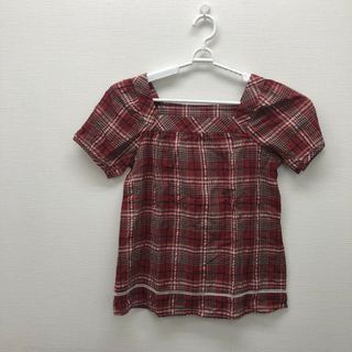 クミキョク(kumikyoku（組曲）)の【KUMIKYOKU】クミキョク　赤 半袖　シャツ レディース　チェック(Tシャツ/カットソー)