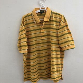 【KENZO GOLF】ケンゾーゴルフ　トップス　ポロシャツ　半袖　黄色系　サイズ4　ボーダー　メンズ(ポロシャツ)