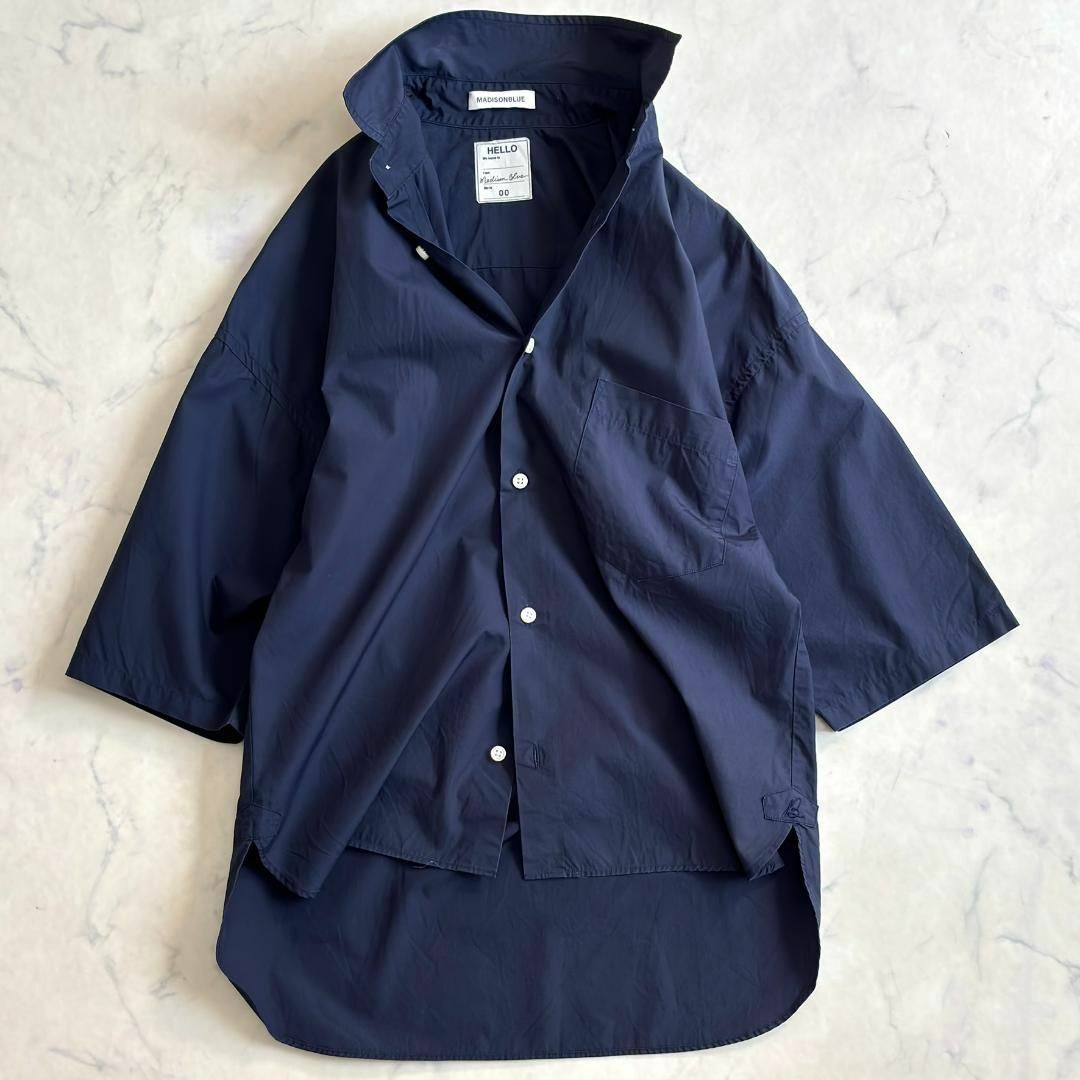 MADISONBLUE - マディソンブルー J.BRADLEY SHIRT 半袖シャツ 紺 MADISONBLUE - マディソンブルー J.BRADLEY SHIRT 半袖シャツ 紺
