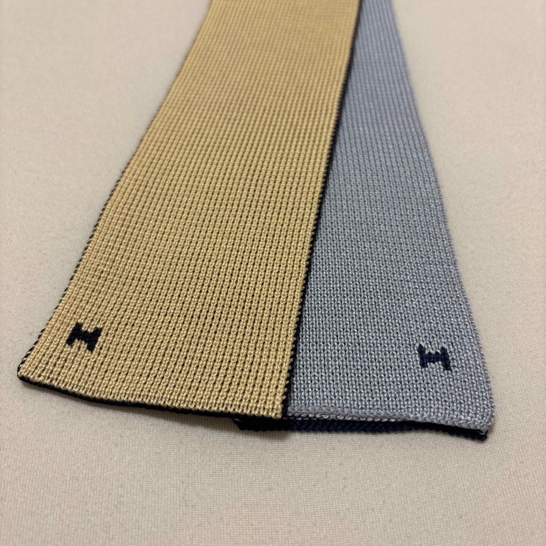 HERMES - 【極美品✨】HERMES ニットタイ 4way ネイビー アクア HERMES - 【極美品✨】HERMES ニットタイ 4way ネイビー アクア