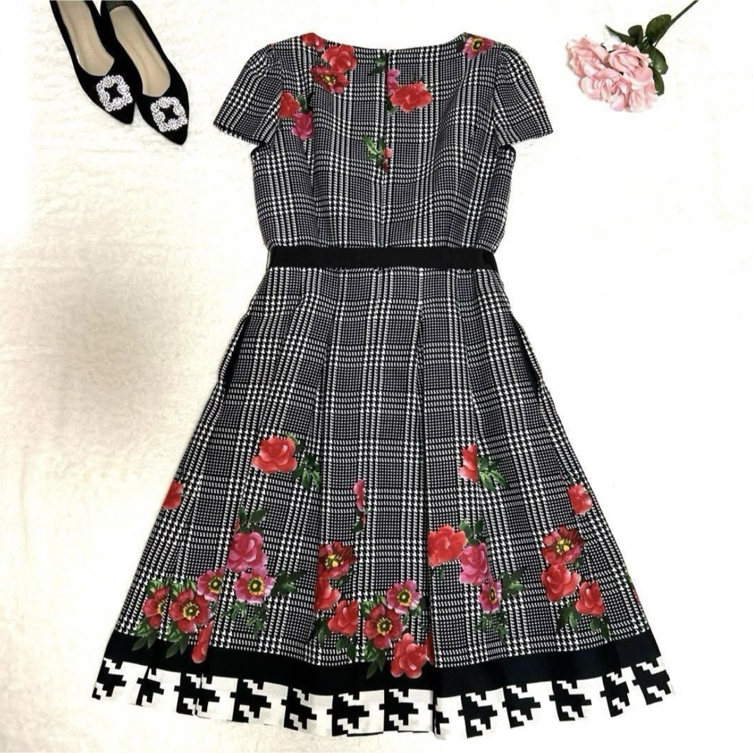 M'S GRACY - 【美品】M'S GRACY 花柄千鳥柄チェックワンピース M'S GRACY - 【美品】M'S GRACY 花柄千鳥柄チェックワンピース