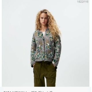 ZARA - ZARA フラワージャガードニットカーディガンの通販 by ZARA - ZARA フラワージャガードニットカーディガンの通販 by
