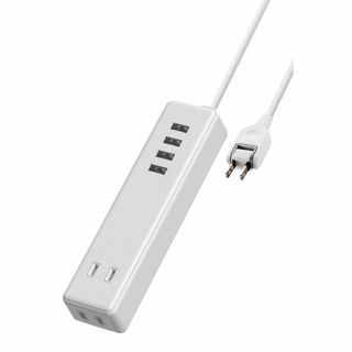 エレコム 電源タップ USBタップ 3.4A (USBポート×4 コンセント×2
