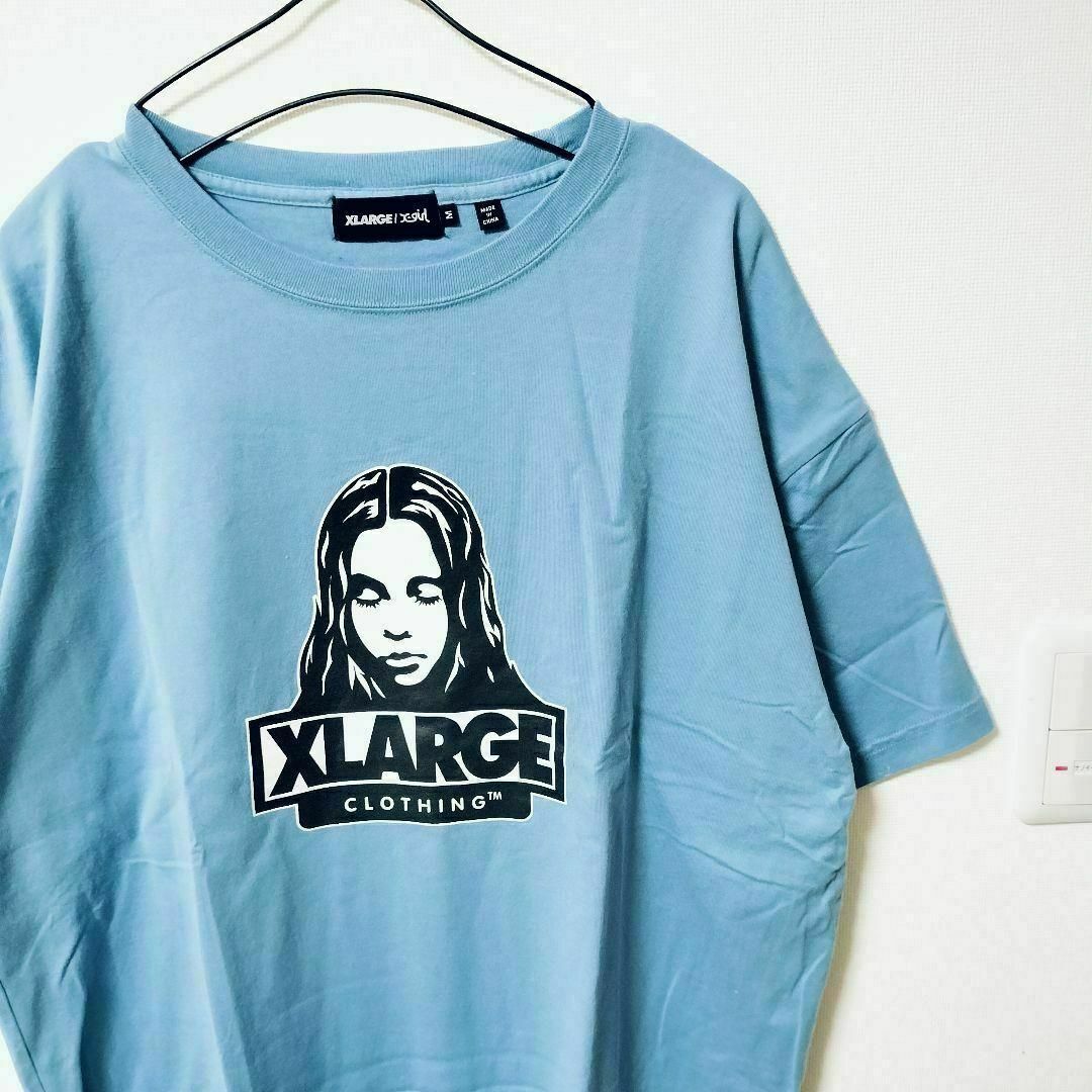 XLARGE - x-large 薄青 Tシャツ 半袖 X-girlコラボ カットソー XLARGE - x-large 薄青 Tシャツ 半袖 X-girlコラボ カットソー