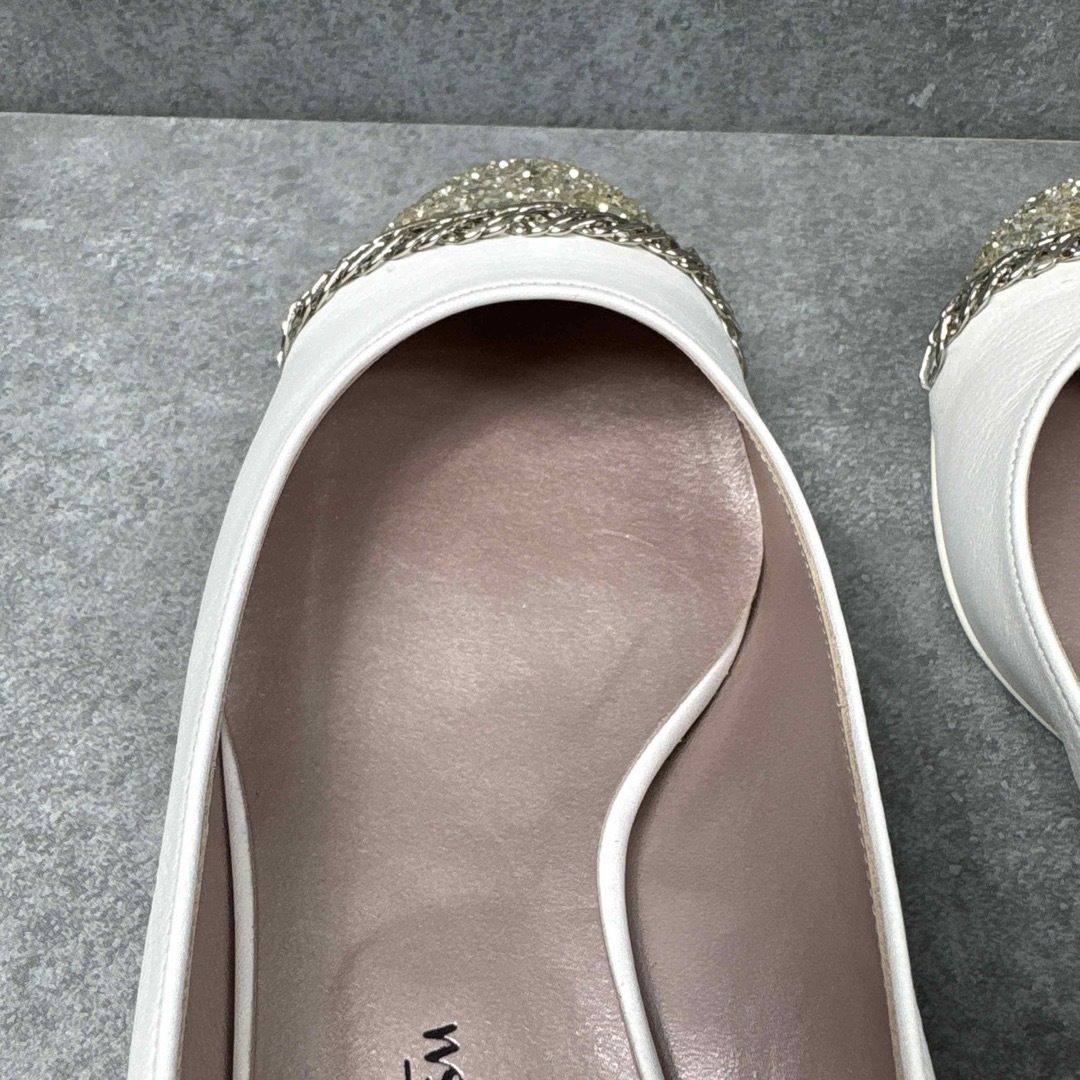 GINZA Kanematsu - 銀座かねまつ フラットパンプス ラメ 24.0 白 GINZA Kanematsu - 銀座かねまつ フラットパンプス ラメ 24.0 白