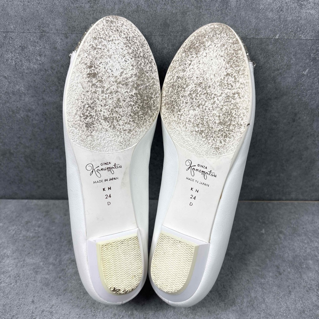 GINZA Kanematsu - 銀座かねまつ フラットパンプス ラメ 24.0 白 GINZA Kanematsu - 銀座かねまつ フラットパンプス ラメ 24.0 白