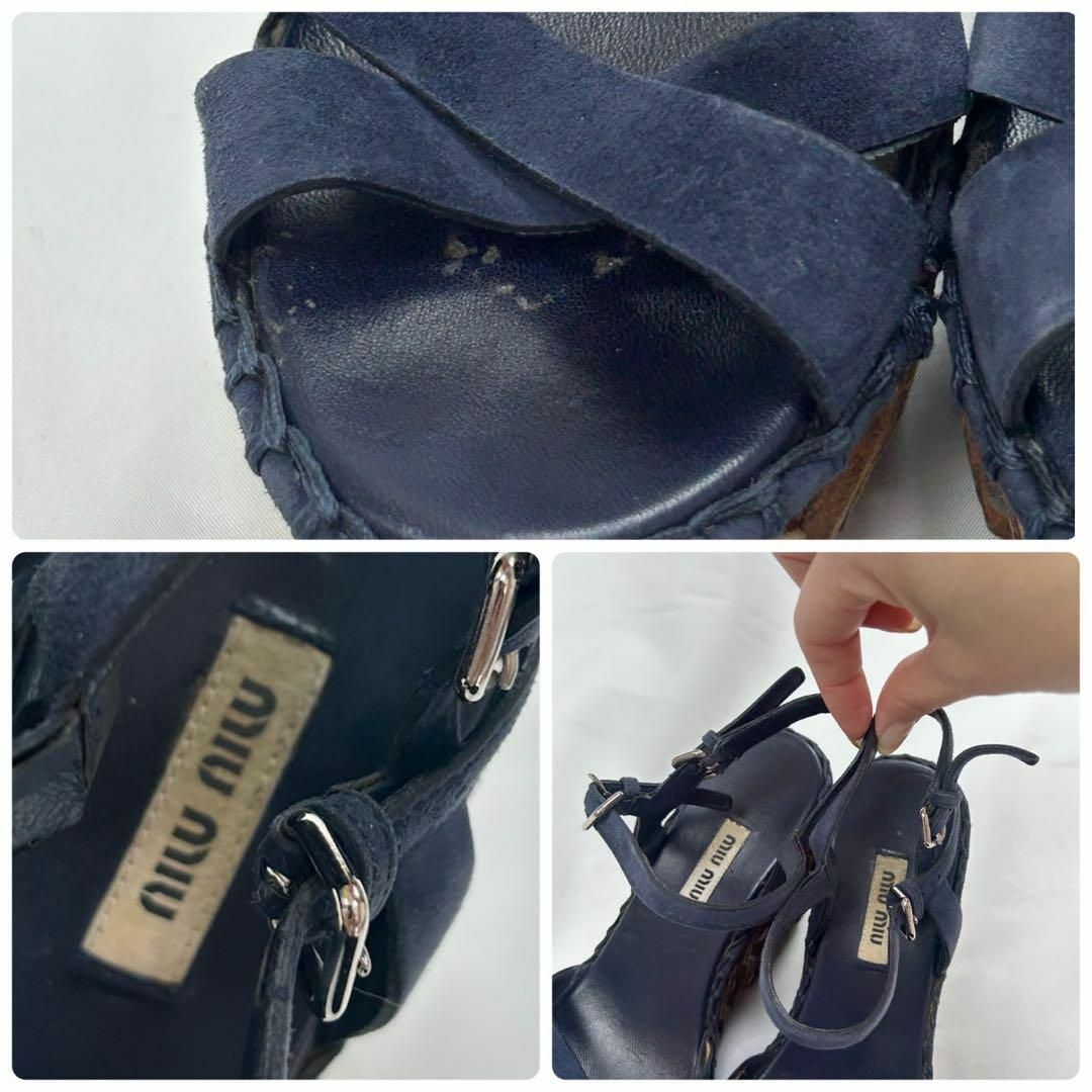 MIU MIU - F830 22.5cm ミュウミュウ ベロア ウェッジソール MIU MIU - F830 22.5cm ミュウミュウ ベロア ウェッジソール